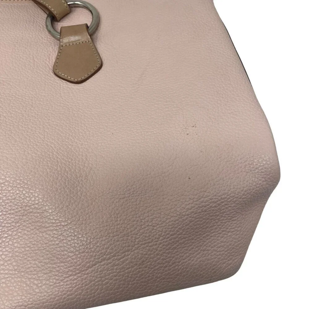 I. Santi Pink Tote Bag Genuine Leather Large Tan Handles Made in Italy